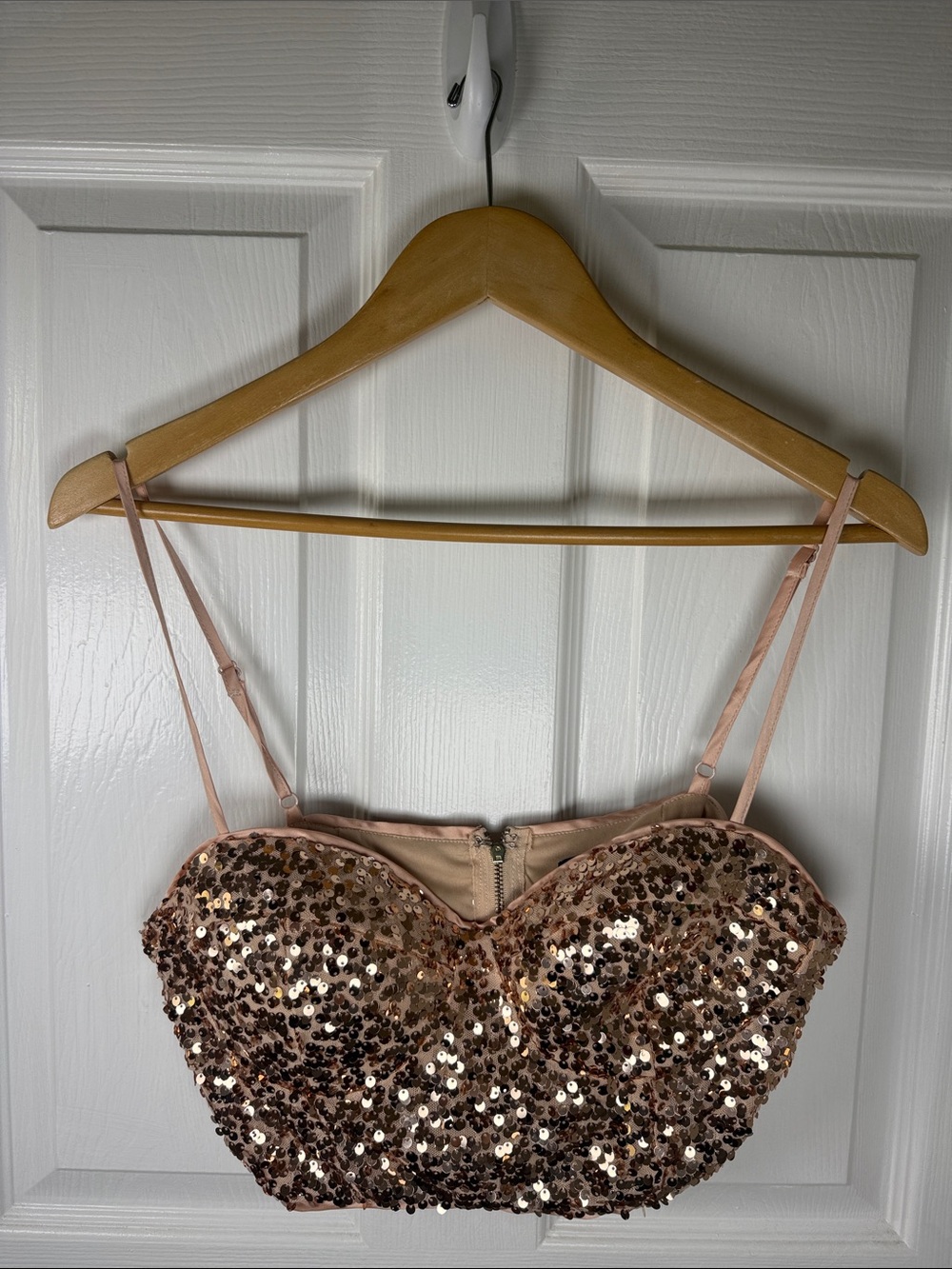 Papaya Rose Gold Sequin Bustier Crop Top